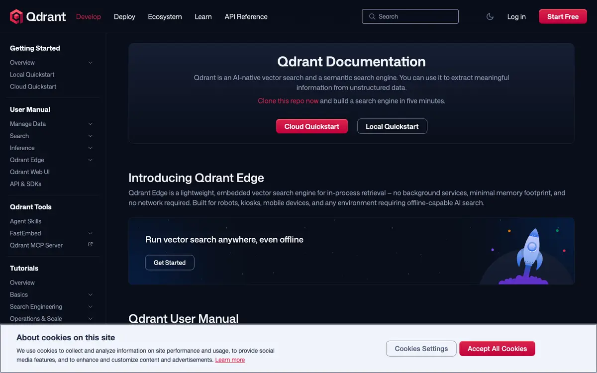 Qdrant docs screenshot