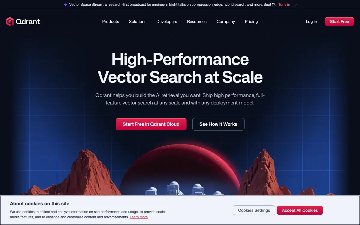Qdrant homepage screenshot