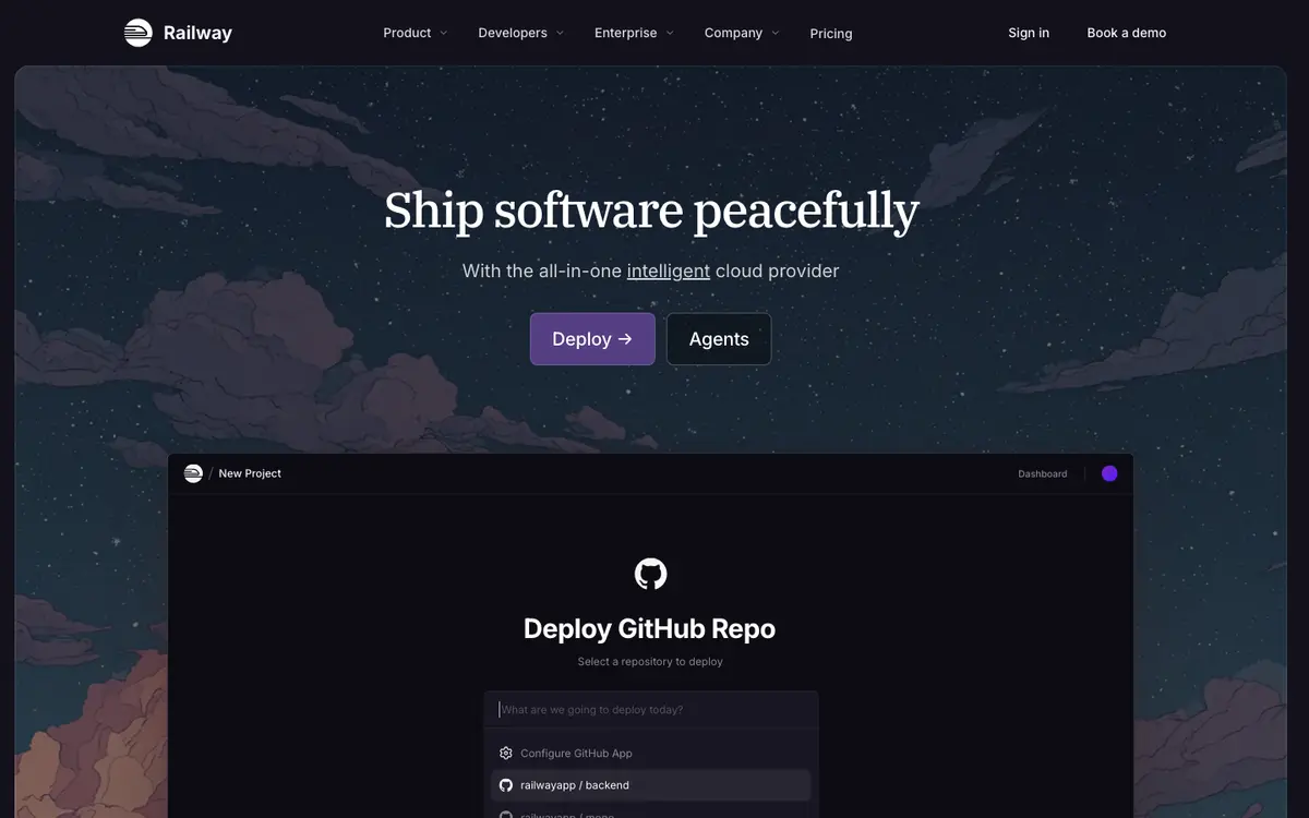 Railway homepage screenshot