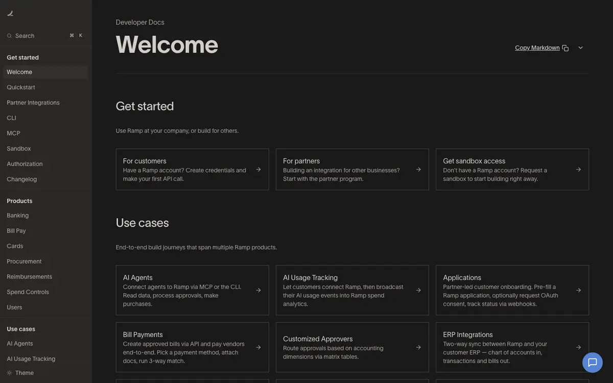 Ramp docs screenshot
