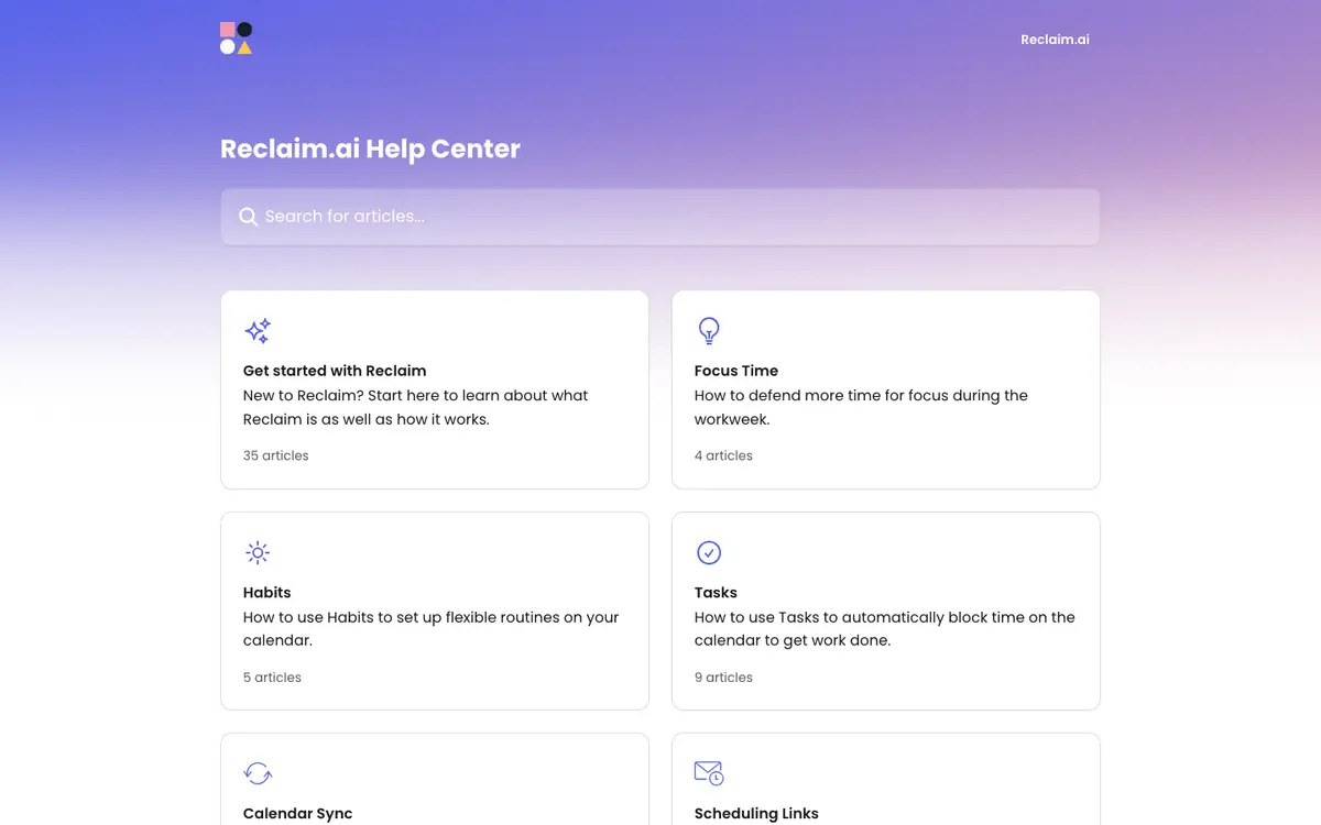 Reclaim.ai docs screenshot