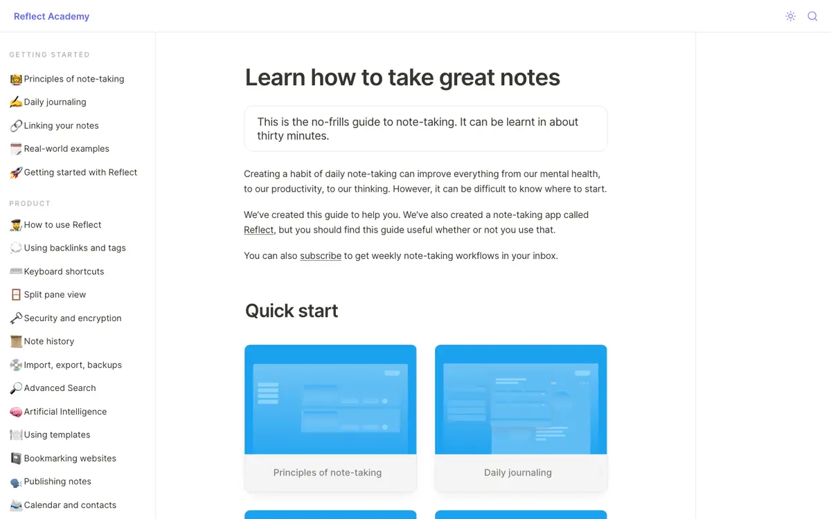 Reflect docs screenshot