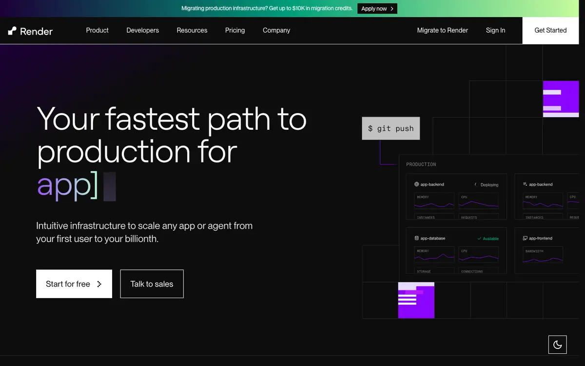 Render homepage screenshot