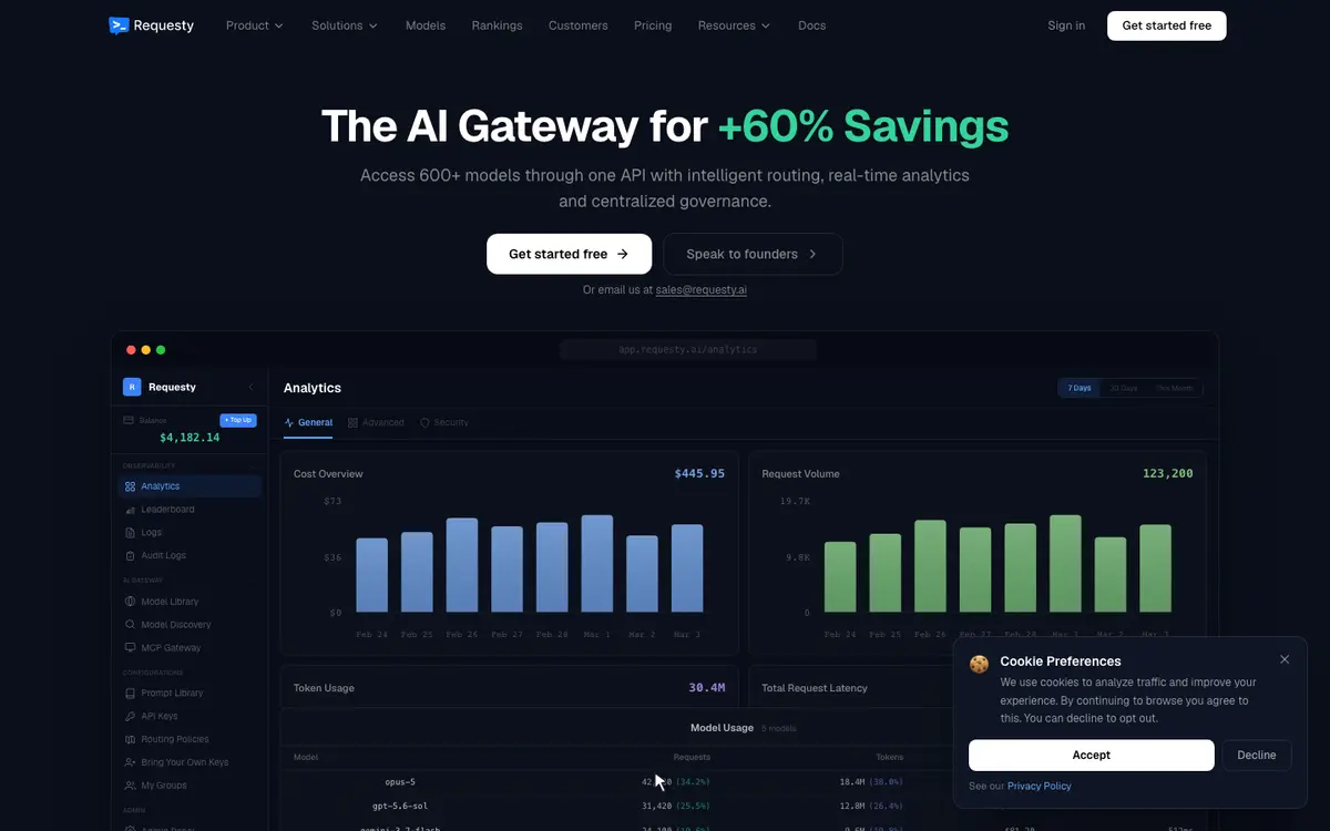 Requesty homepage screenshot