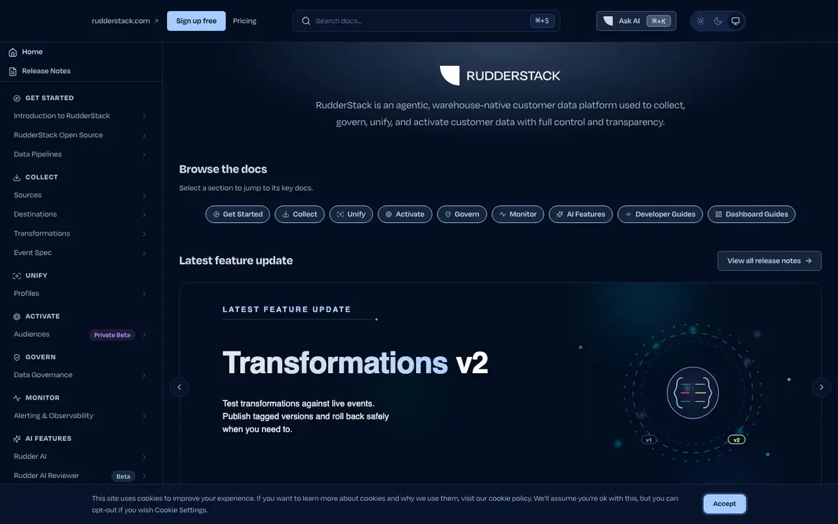 RudderStack docs screenshot
