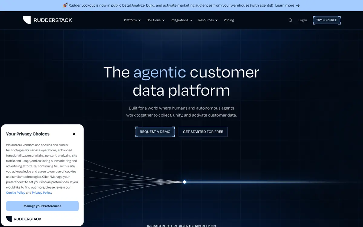 RudderStack homepage screenshot