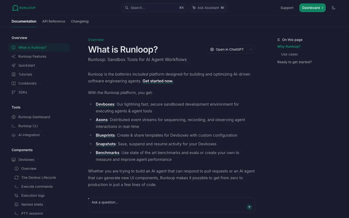 Runloop docs screenshot