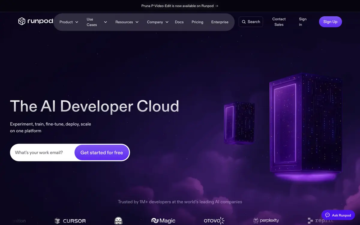 Runpod homepage screenshot
