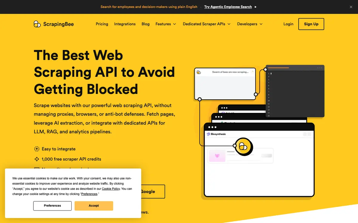 ScrapingBee homepage screenshot