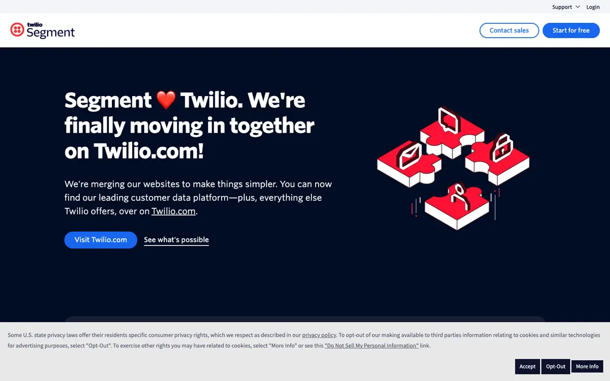 Twilio Segment homepage screenshot