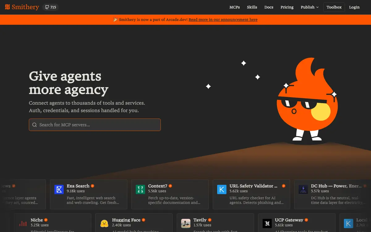 Smithery homepage screenshot