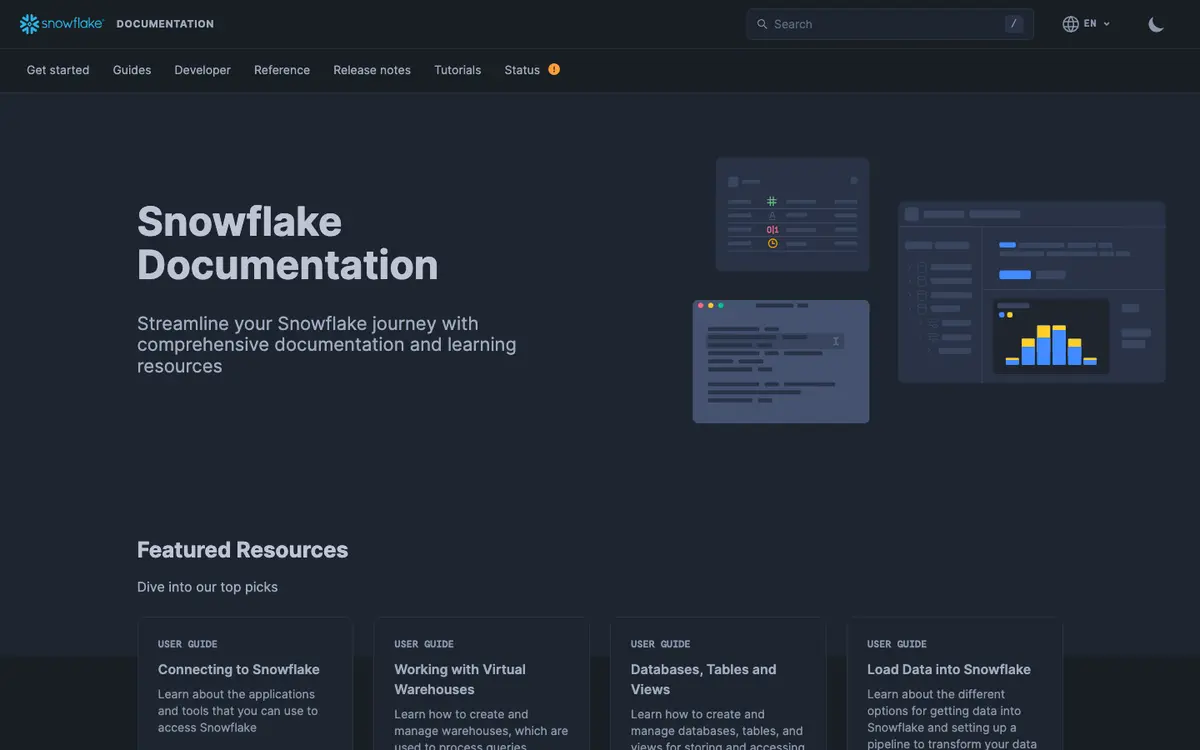 Snowflake docs screenshot