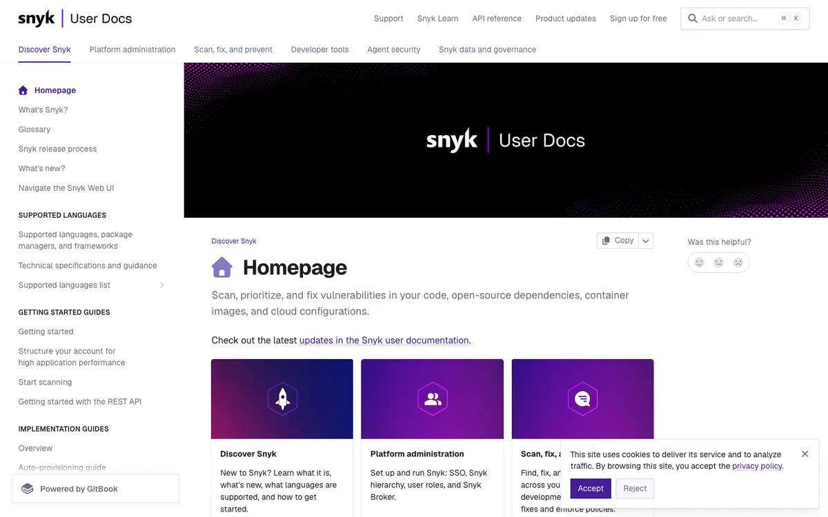 Snyk docs screenshot