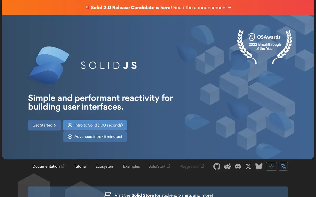 SolidJS homepage screenshot