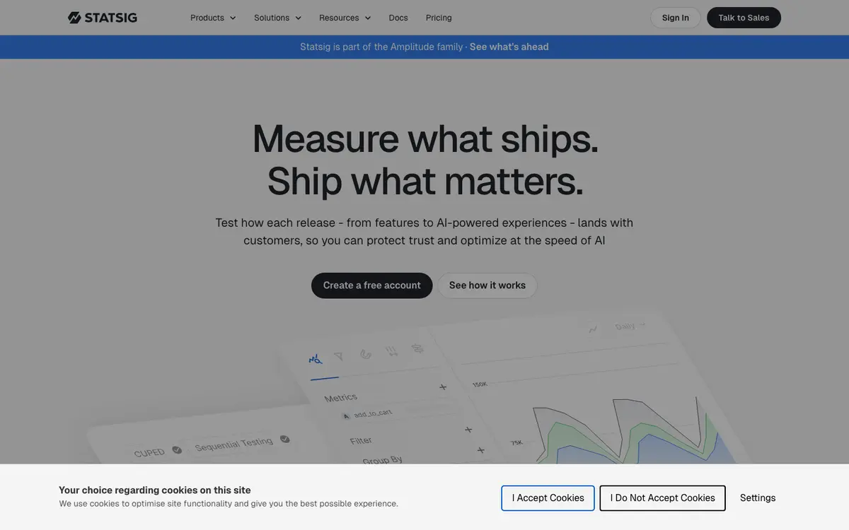 Statsig homepage screenshot