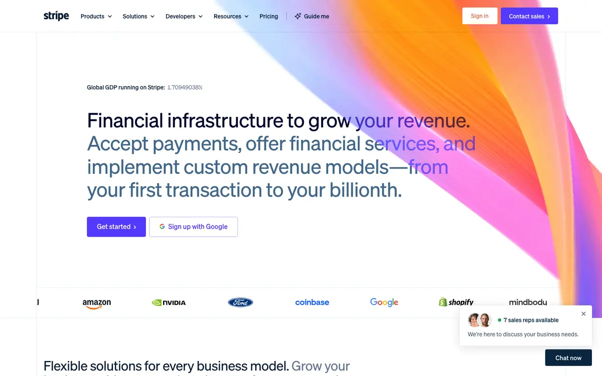 Stripe homepage screenshot
