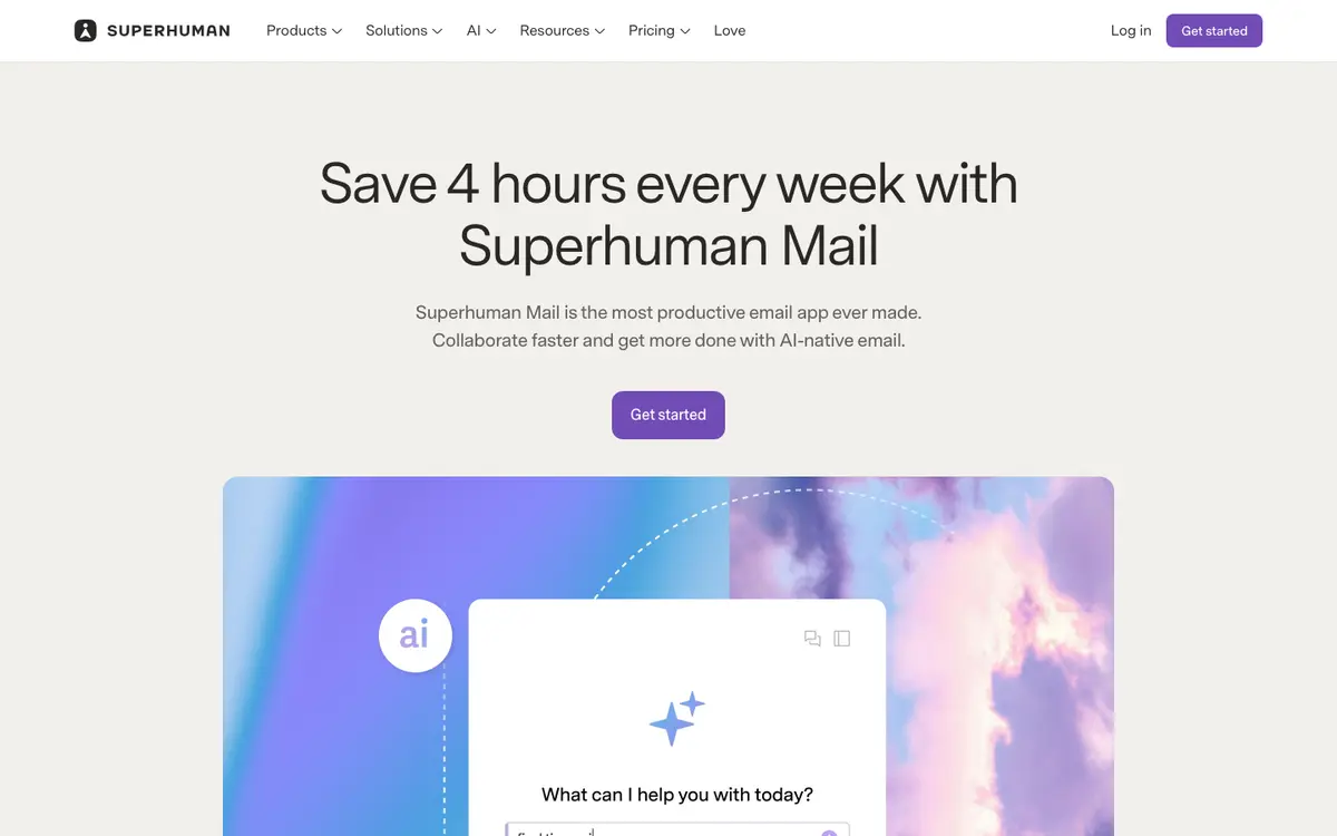 Superhuman Mail homepage screenshot