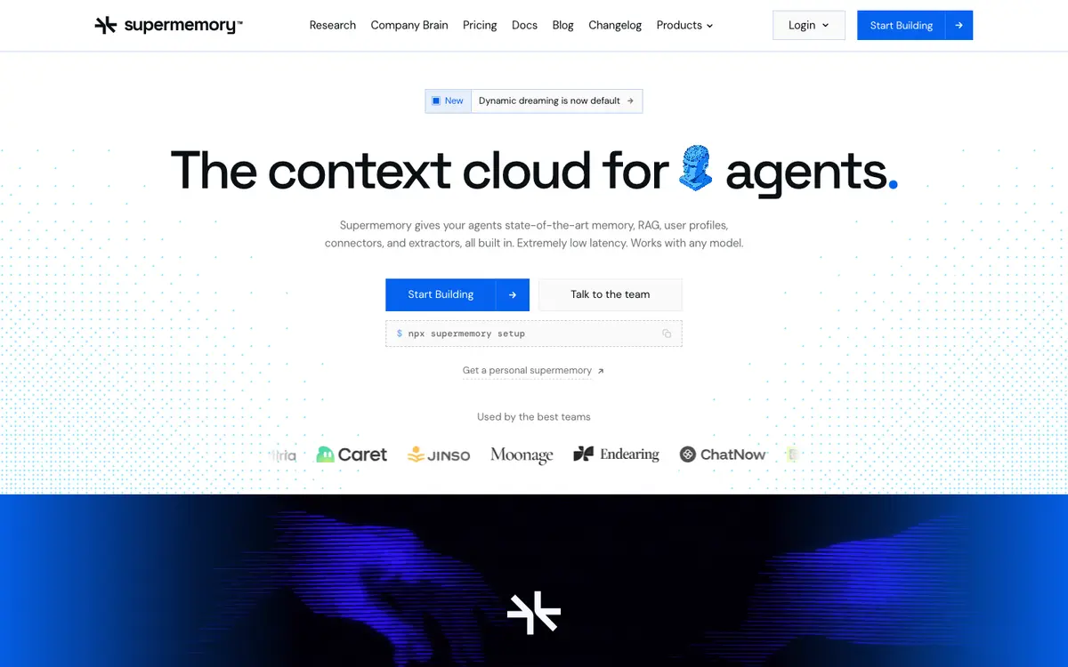Supermemory homepage screenshot