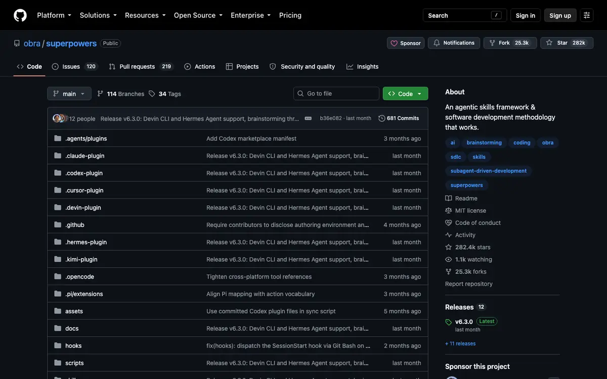 Superpowers homepage screenshot