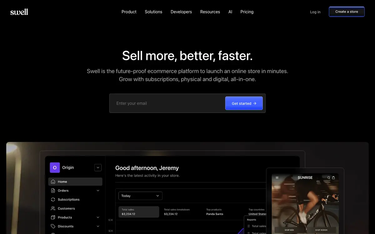 Swell homepage screenshot