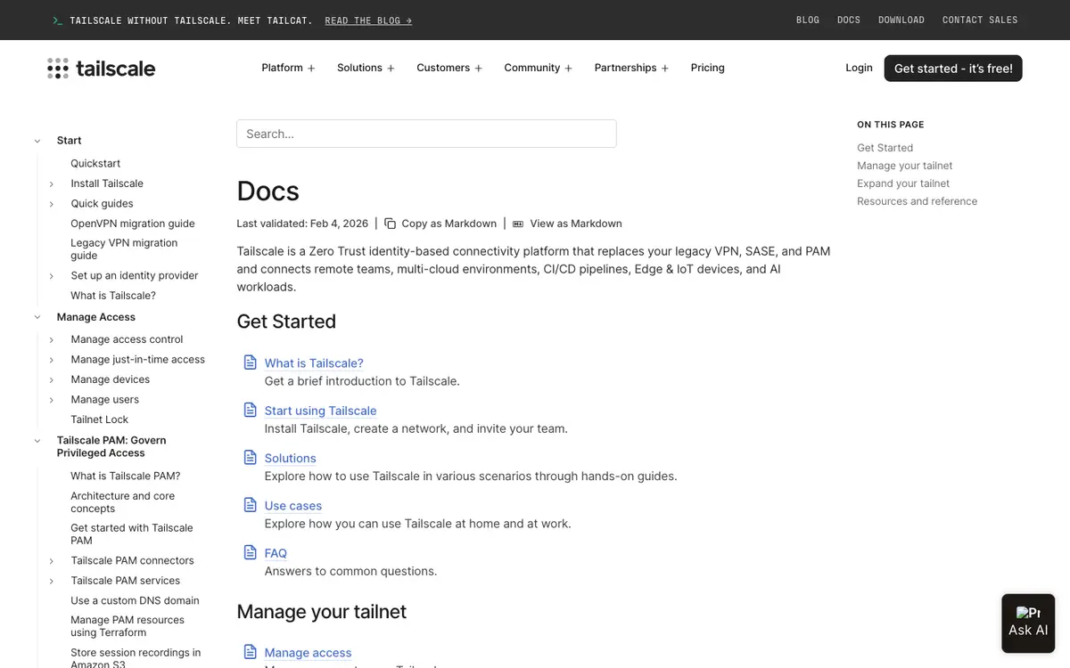 Tailscale docs screenshot