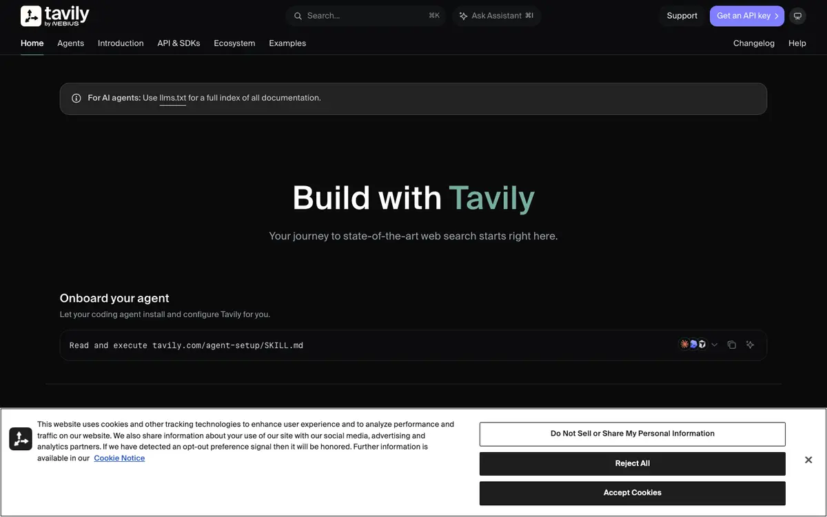 Tavily docs screenshot