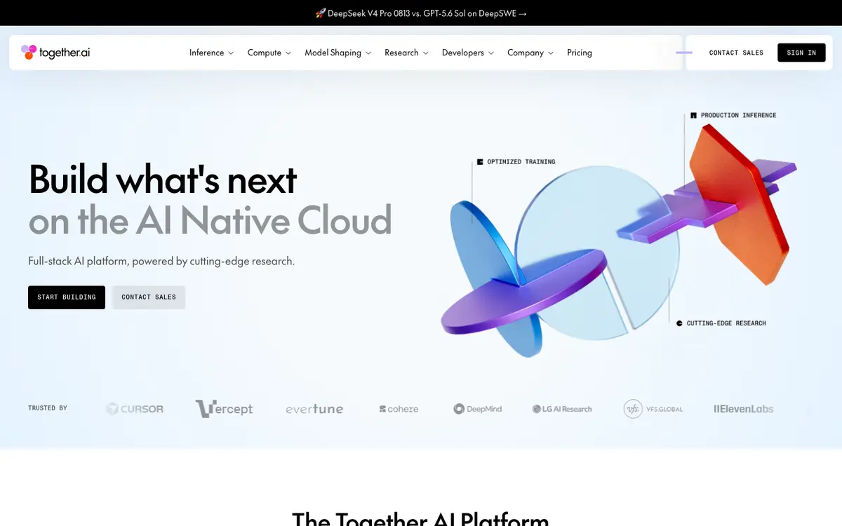Together AI homepage screenshot