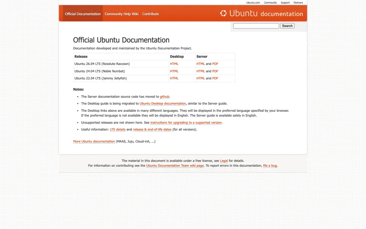 Ubuntu Desktop docs screenshot