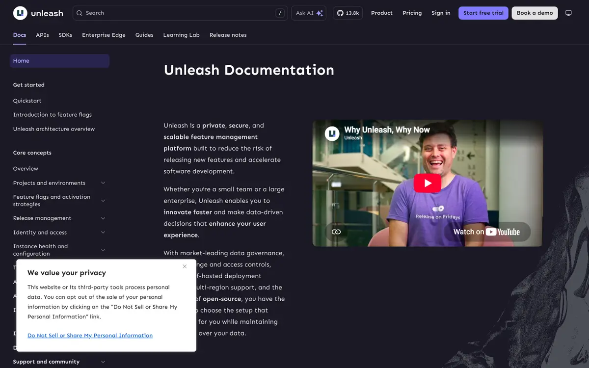 Unleash docs screenshot