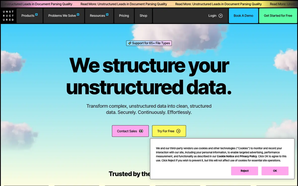 Unstructured homepage screenshot
