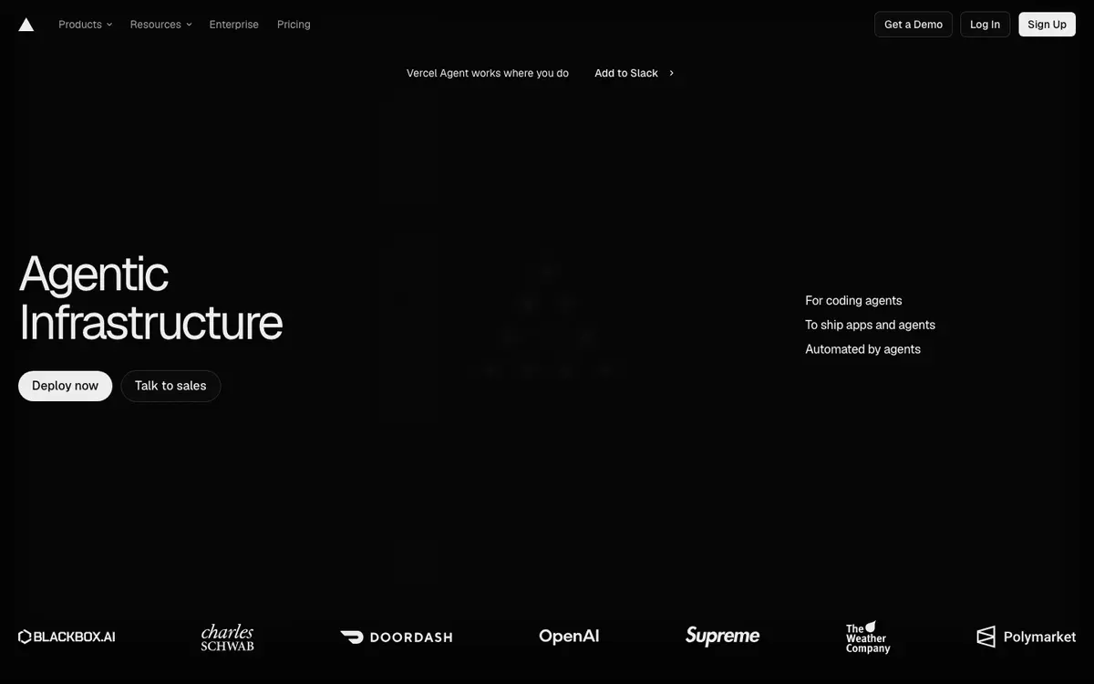 Vercel homepage screenshot