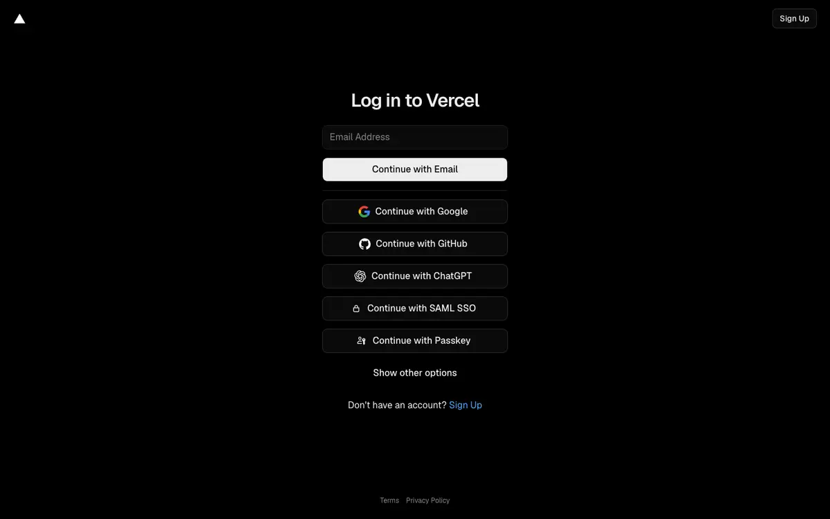 Vercel Sandbox homepage screenshot