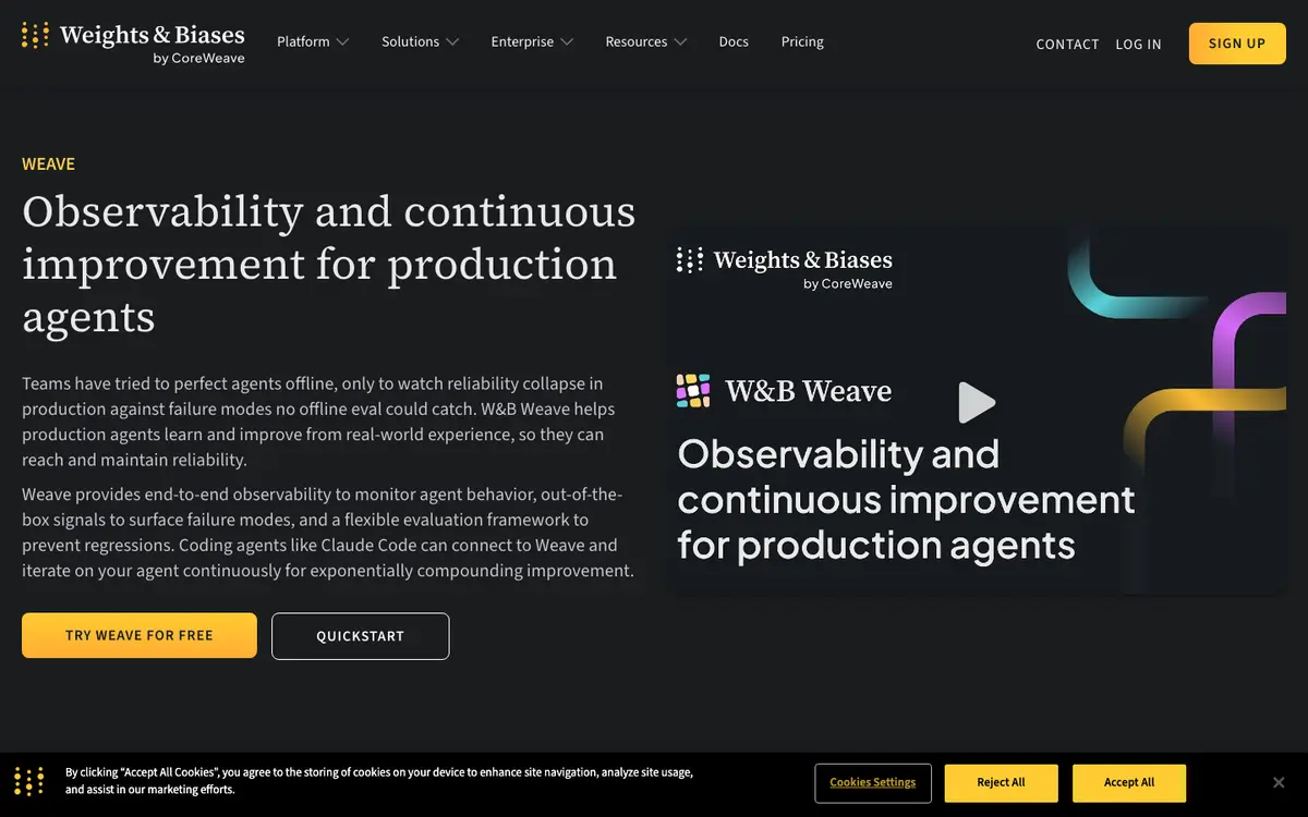W&B Weave homepage screenshot