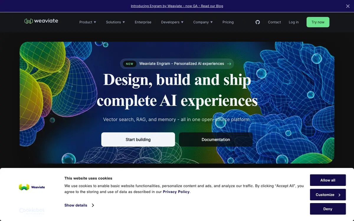 Weaviate homepage screenshot