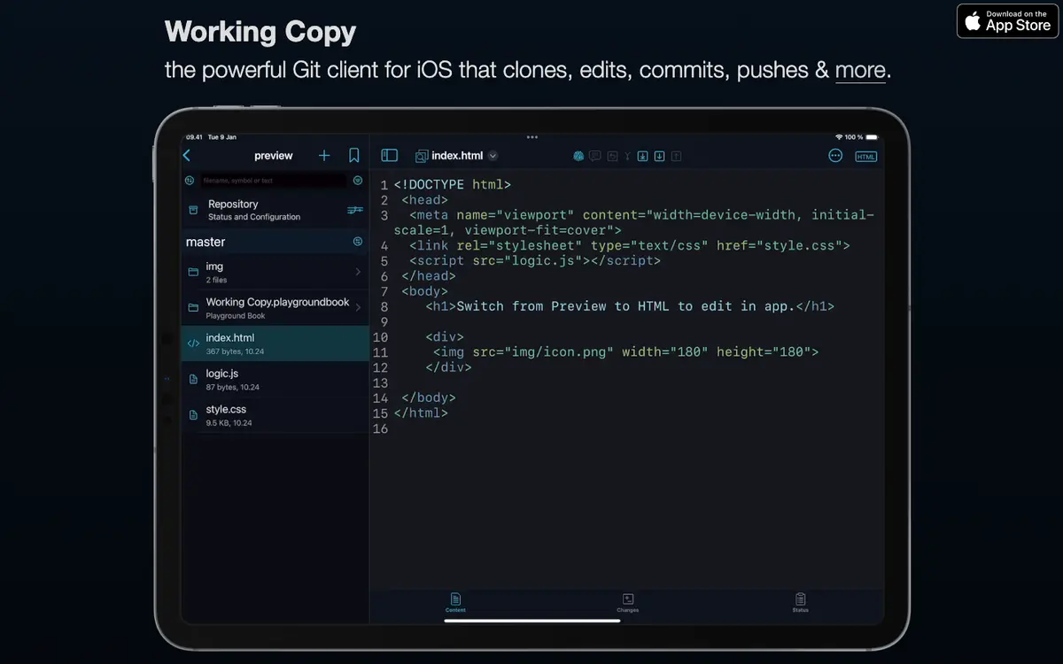 Working Copy homepage screenshot