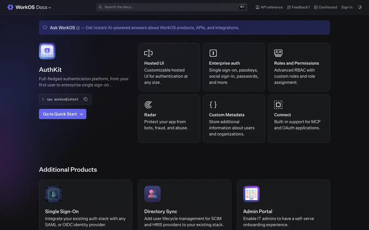 WorkOS docs screenshot