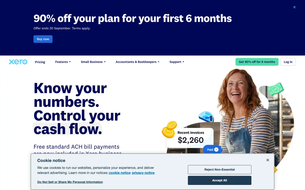 Xero homepage screenshot