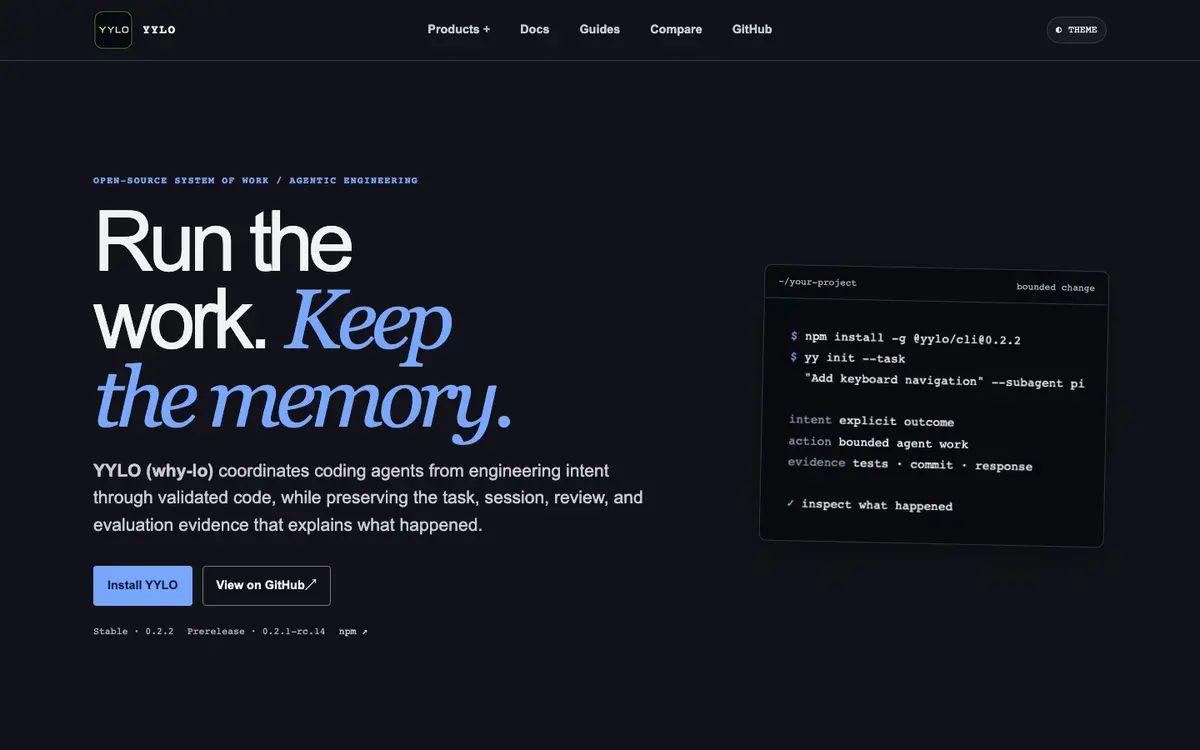 YYLO homepage screenshot