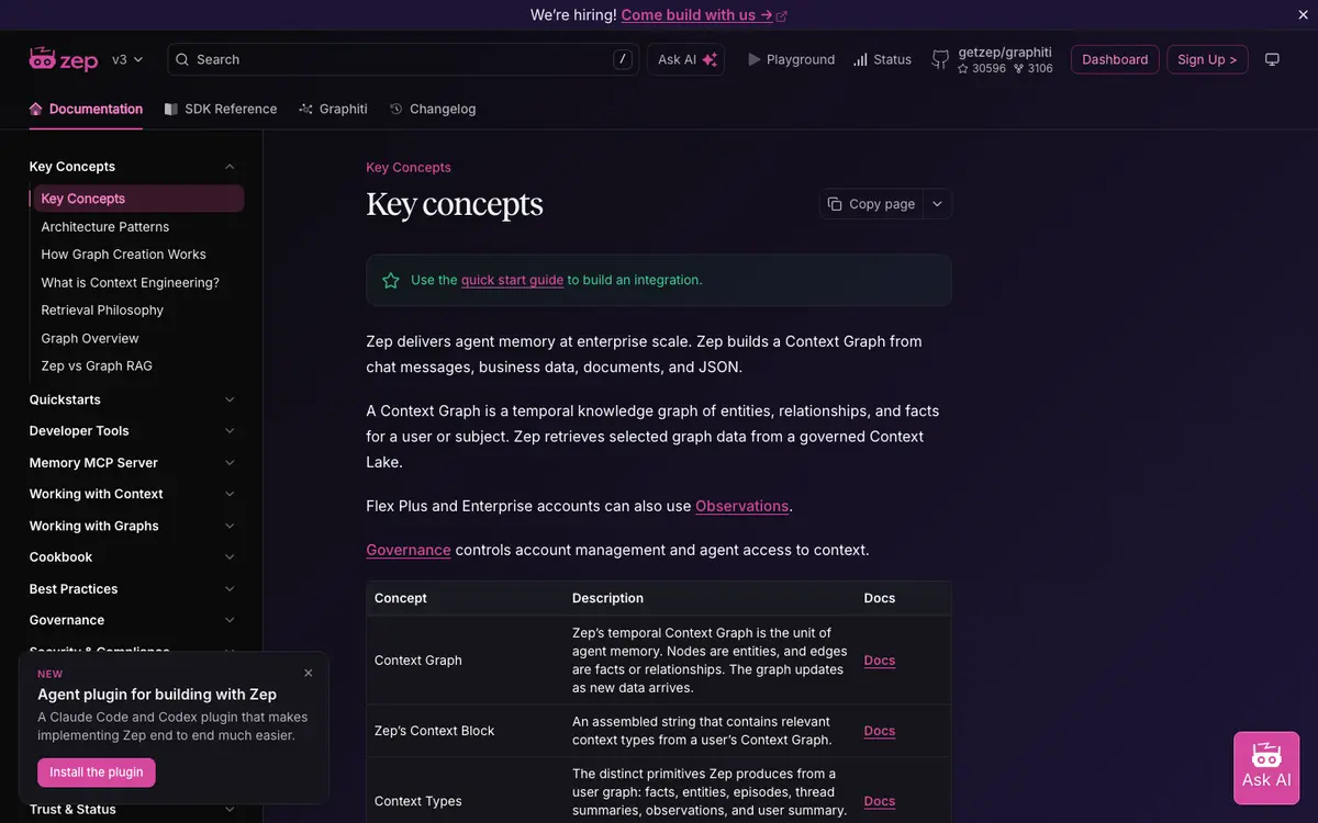 Zep docs screenshot