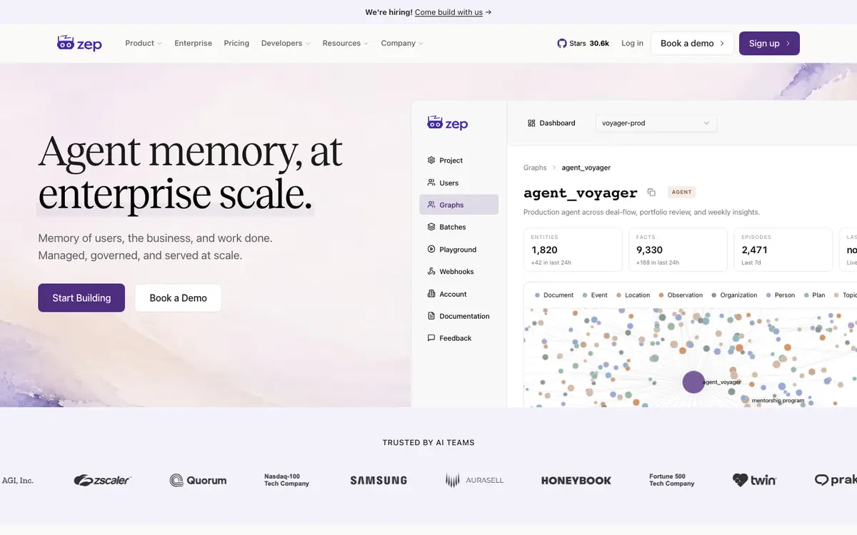 Zep homepage screenshot