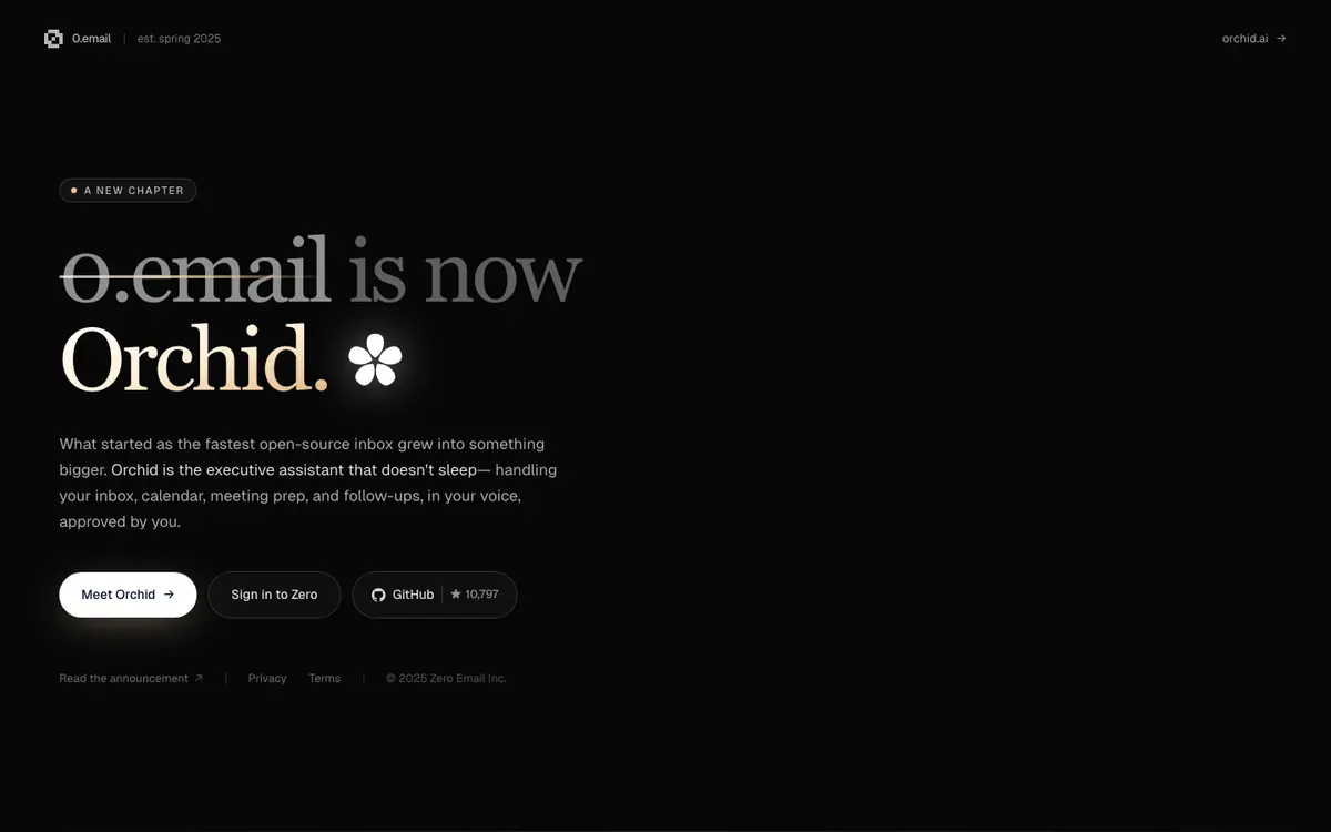 Zero homepage screenshot